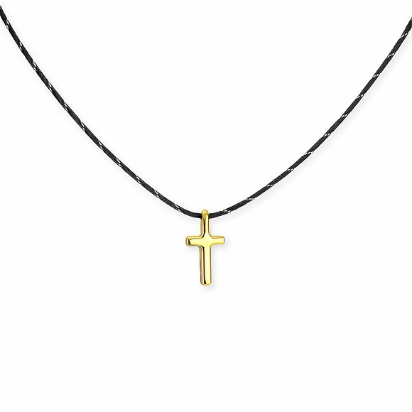 Zara Jewelry - ⚜️ Trendy Gold Cross Pendant and Black Chain Necklace